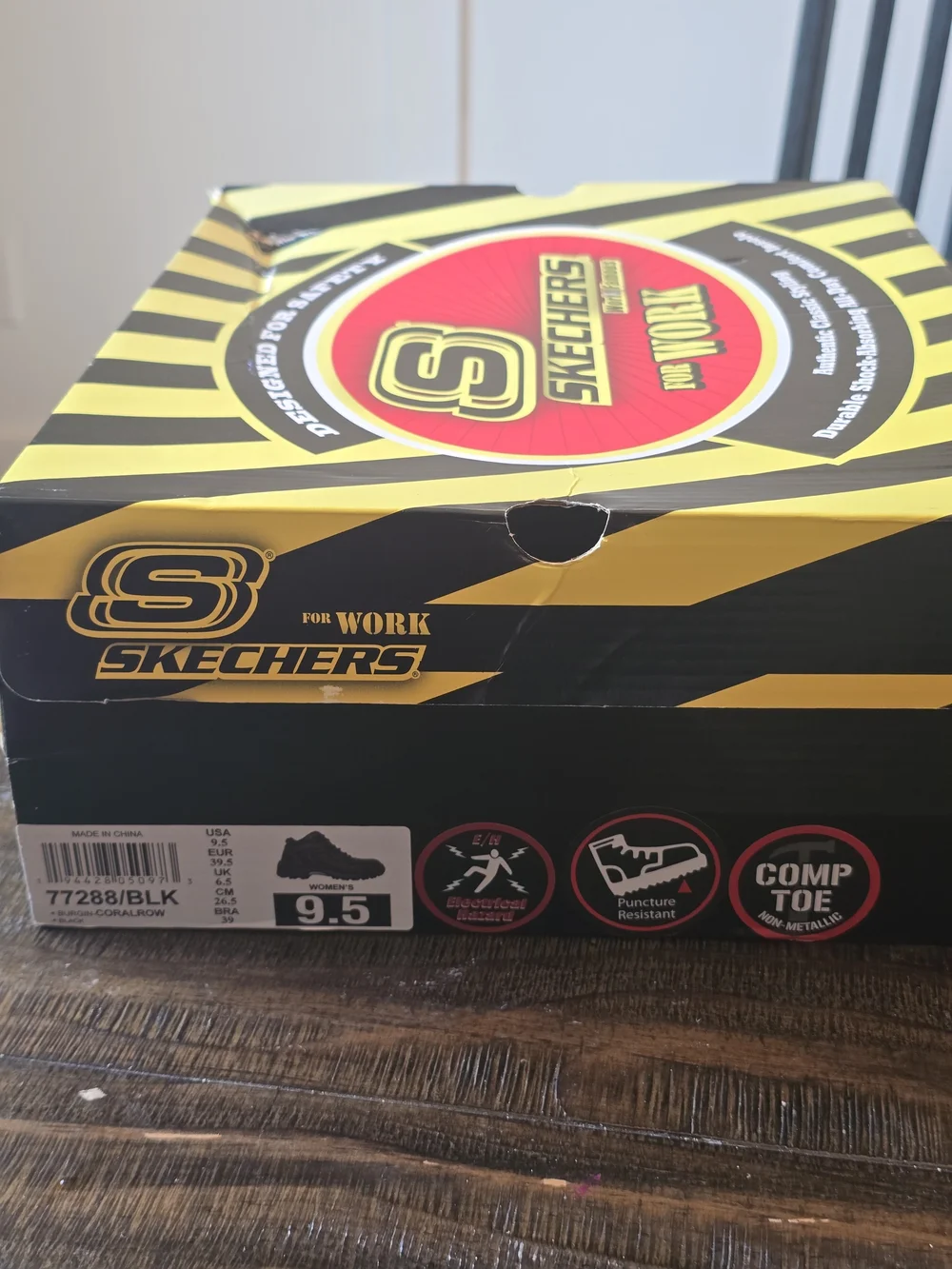 Skechers Black Work Ankle Boots with Cushioned Collar